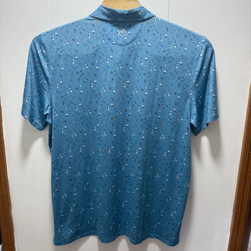 Southern Tide Mens XXL Blue Cocktail Print Performance Golf Polo Shirt Short Slv - Picture 6 of 6